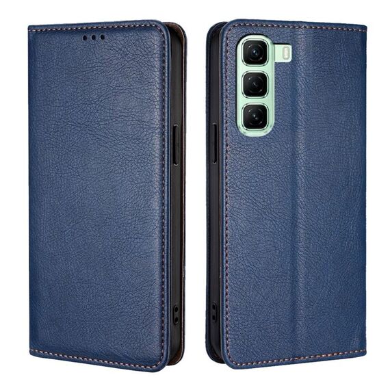 Per Infinix Hot 50 5G Gloss Oil Solid Color Magnetic Leather Phone Case (Blu)