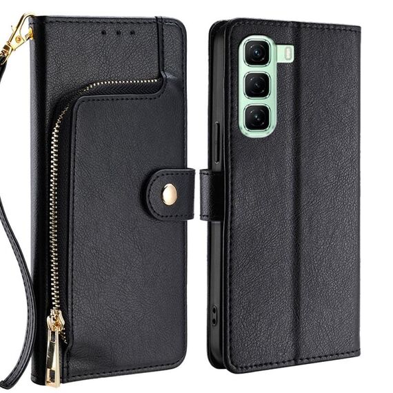 Per Infinix Hot 50 5G Custodia in pelle con cerniera (nero)