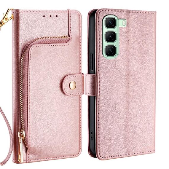 Per Infinix Hot 50 5G Custodia in pelle con cerniera (oro rosa)
