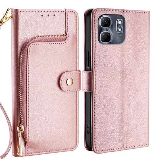 Per Infinix Hot 50i 4G Custodia in pelle con cerniera (oro rosa)