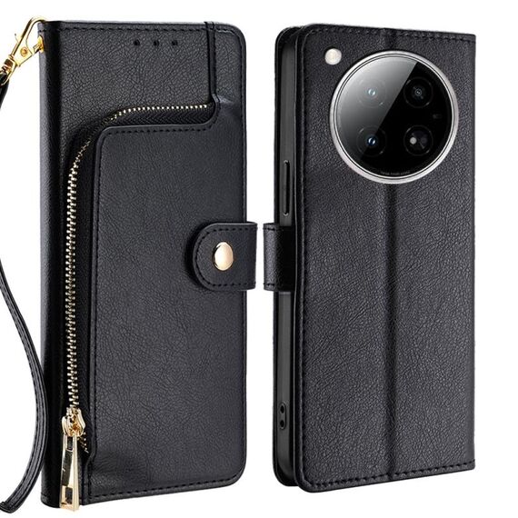 Per Infinix Zero 40 4G Custodia in pelle con cerniera (nero)