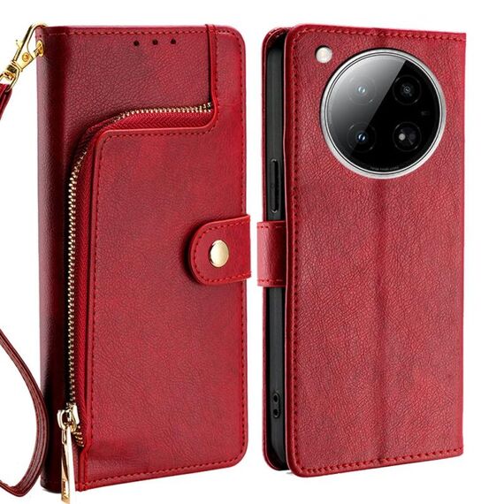 Per Infinix Zero 40 4G Custodia in pelle con cerniera (rosso)