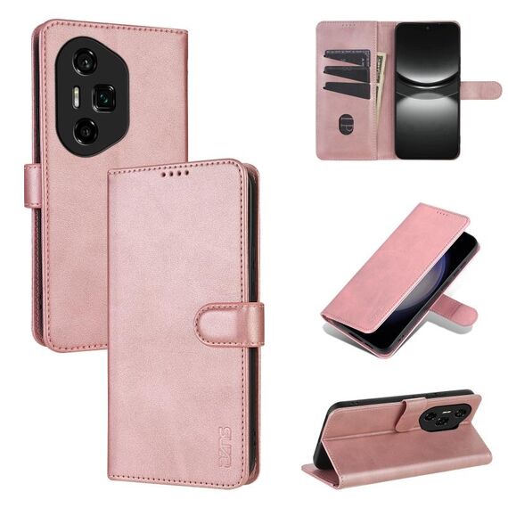 Custodia per telefono in pelle di vitello con texture a vibrazione per Honor 300 Ultra AZNS (oro rosa)