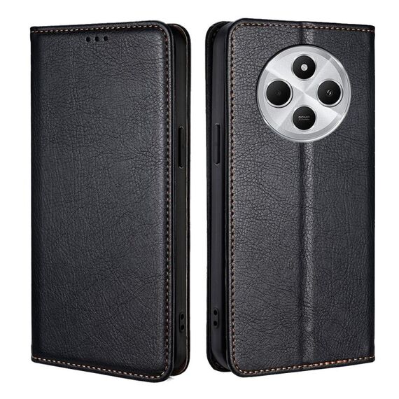 Per Redmi 14C 4G Custodia magnetica in pelle tinta unita Gloss Oil (nera)