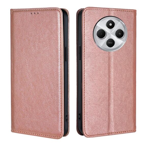 Per Redmi 14C 4G Custodia per telefono magnetica in pelle tinta unita Gloss Oil (oro rosa)