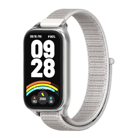 Per Xiaomi Smart Band 9 Active / Redmi Band 3 Mijobs Metal Shell Nylon Loop Watch Band (argento conchiglia)
