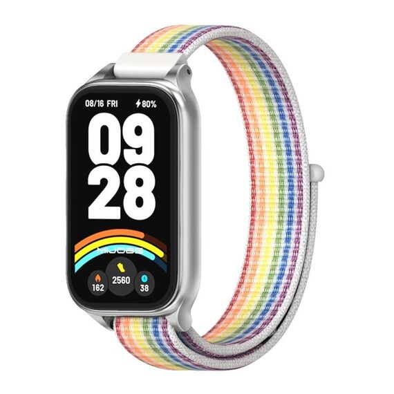 Per Xiaomi Smart Band 9 Active / Redmi Band 3 Mijobs Metal Shell Nylon Loop Watch Band (Argento colorato)