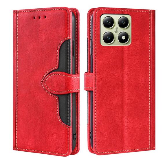 Per Xiaomi 14T 5G Custodia in pelle con fibbia magnetica Skin Feel (rosso)