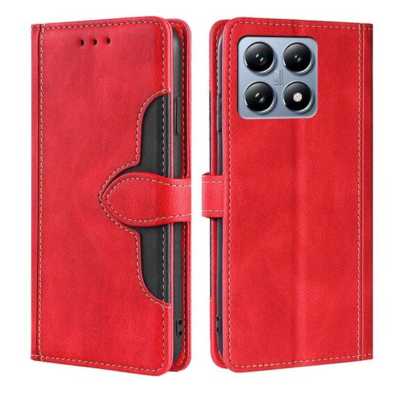 Per Xiaomi 14T Pro 5G Custodia in pelle con fibbia magnetica Skin Feel (rosso)