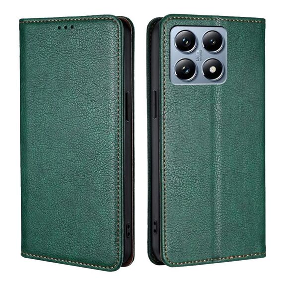 Per Xiaomi 14T Pro 5G Custodia per telefono magnetica in pelle tinta unita Gloss Oil (verde)