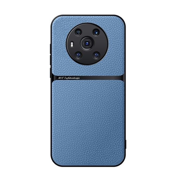 Custodia per telefono antiurto magnetica a copertura totale in pelle Litchi per Honor Magic3 (blu)