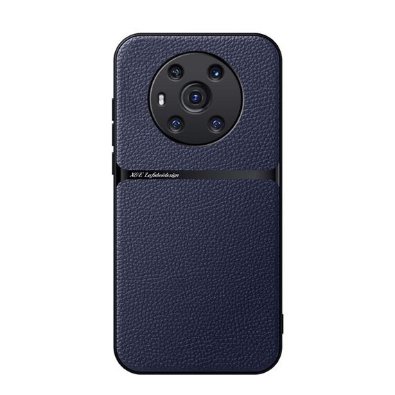 Custodia per telefono antiurto magnetica a copertura totale in pelle Litchi per Honor Magic3 (blu navy)