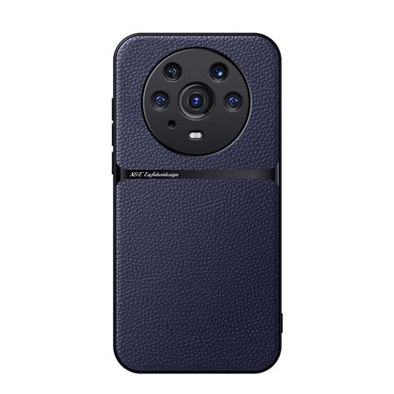 Custodia per telefono antiurto magnetica a copertura totale in pelle Litchi per Honor Magic3 Pro (blu navy)