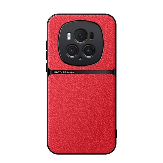 Per Honor Magic6 Pro Custodia per telefono antiurto magnetica in pelle Litchi con copertura completa (rossa)