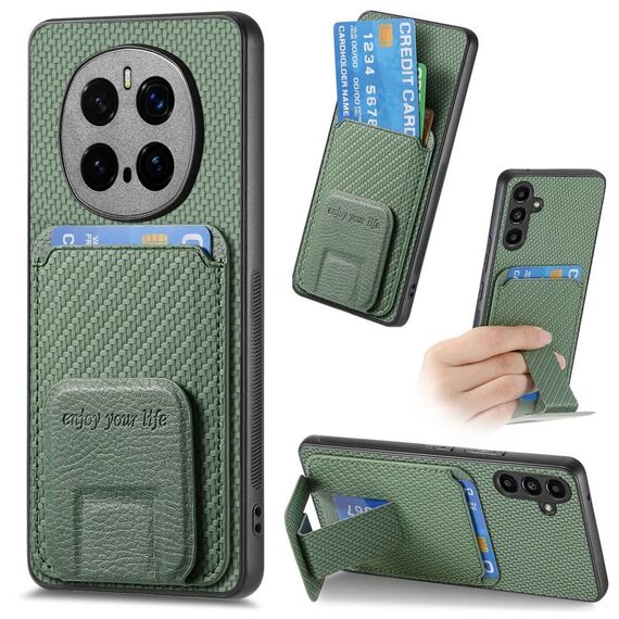 Custodia pieghevole per telefono con supporto per carte in fibra di carbonio per Honor Magic7 Pro (verde)