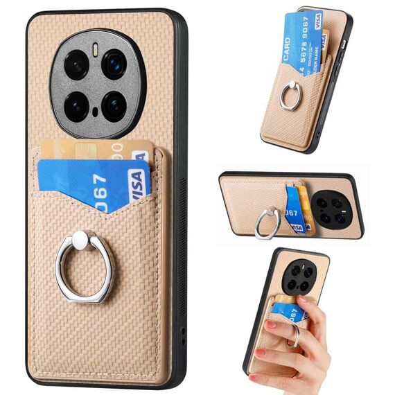 Custodia per telefono con anello porta carte in fibra di carbonio per Honor Magic7 Pro (cachi)
