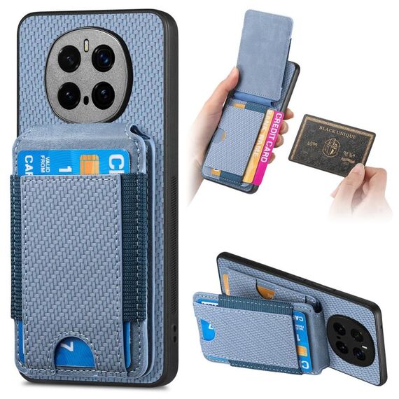 Custodia per telefono con supporto a portafoglio verticale in fibra di carbonio per Honor Magic7 Pro (blu)
