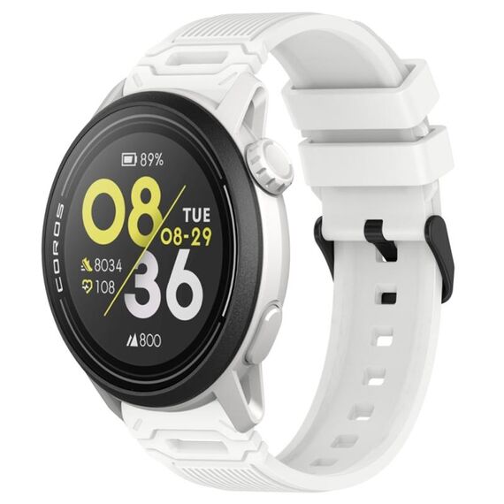 Per COROS Watch 22mm Vertical Pattern Black Buckle Silicone Watch Band (Bianco)