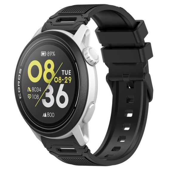 Per COROS Watch 22mm Vertical Pattern Black Buckle Silicone Watch Band (Nero)
