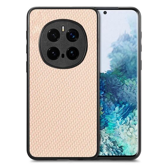 Custodia per telefono con cover posteriore in pelle con trama in fibra di carbonio per Honor Magic7 Pro (cachi)
