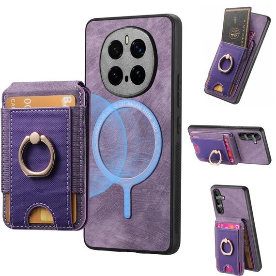 Per Honor Magic 7 Pro Retro Splittable Magnetic Stand Cart Bag Custodia in pelle per telefono (viola)