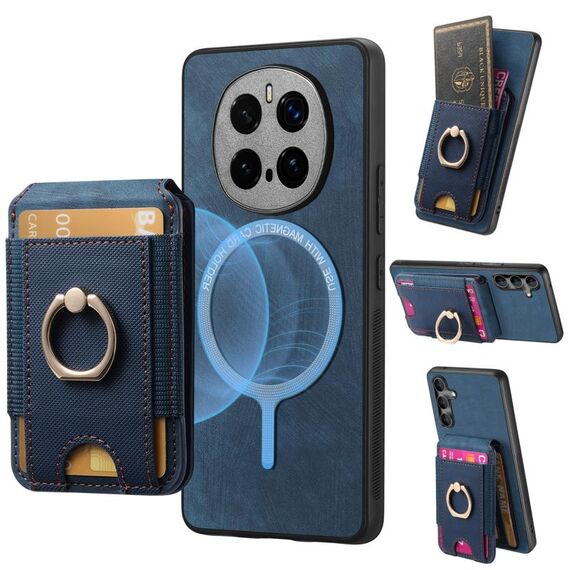 Per Honor Magic 7 Pro Retro Splittable Magnetic Stand Cart Bag Custodia in pelle per telefono (blu)