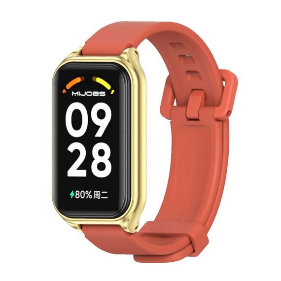 Per Redmi Band 2 Mijobs Cinturino in silicone con guscio in metallo (oro arancione)