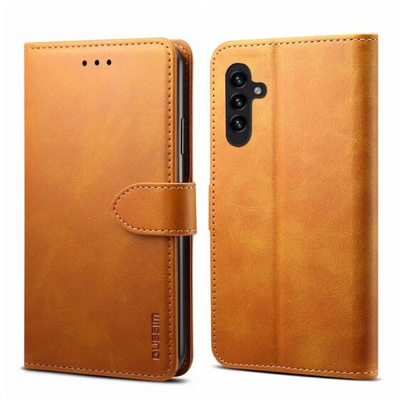 Per Samsung Galaxy A54 5G GUSSIM Custodia per telefono in pelle a conchiglia orizzontale (cachi)