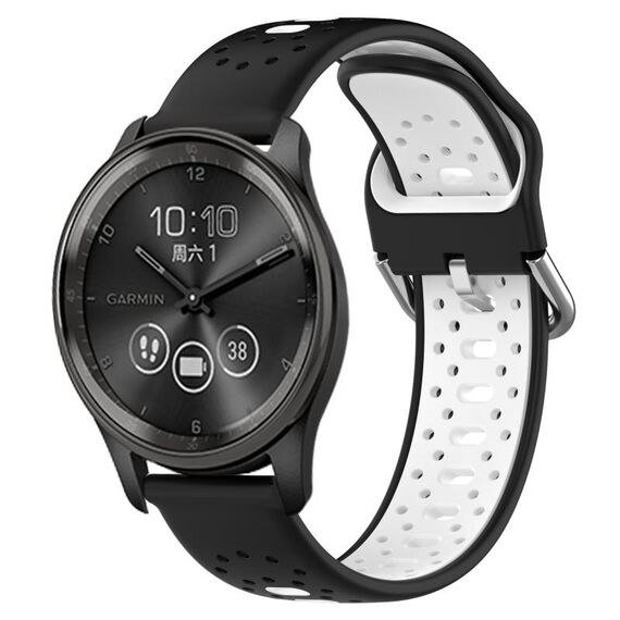 Per GarminMove Trend Cinturino in silicone bicolore traspirante da 20 mm (nero + bianco)