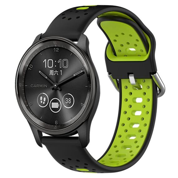Per GarminMove Trend Cinturino in silicone bicolore traspirante da 20 mm (nero + verde lime)