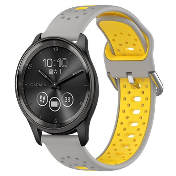 Per GarminMove Trend Cinturino in silicone bicolore traspirante da 20 mm (grigio + giallo)