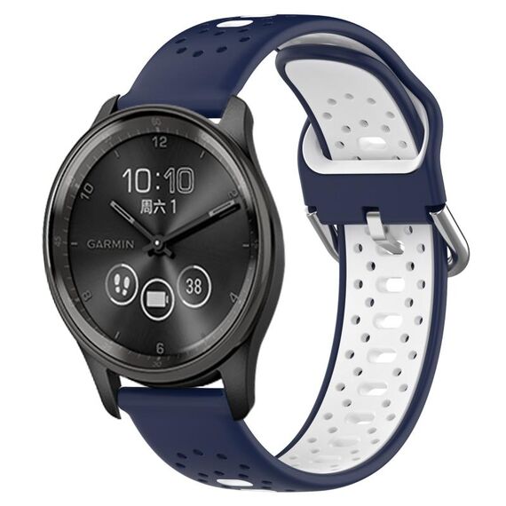 Per GarminMove Trend Cinturino in silicone bicolore traspirante da 20 mm (blu notte + bianco)