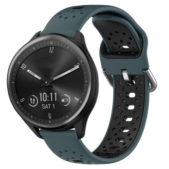 Cinturino in silicone bicolore traspirante da 20 mm per Garmin Vivomove Sport (verde oliva + nero)