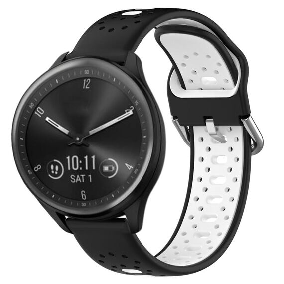Per Garmin Vivomove Sport Cinturino in silicone bicolore traspirante da 20 mm (nero + bianco)