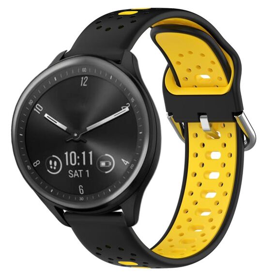 Per Garmin Vivomove Sport Cinturino in silicone bicolore traspirante da 20 mm (nero + giallo)