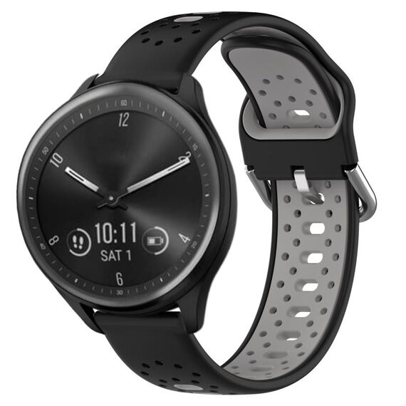 Per Garmin Vivomove Sport Cinturino in silicone bicolore traspirante da 20 mm (nero + grigio)