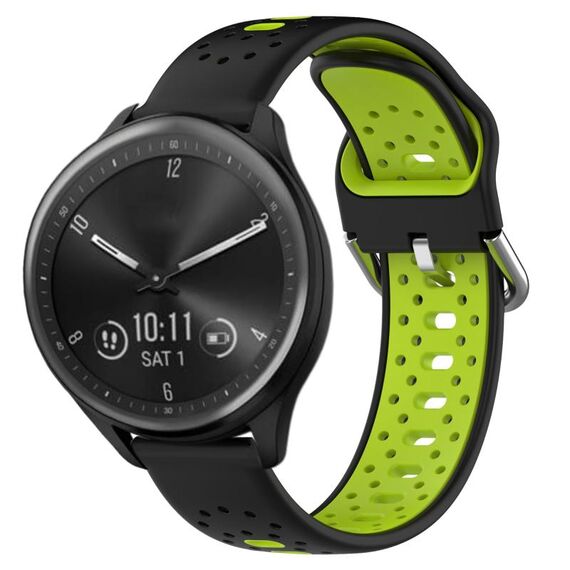 Cinturino in silicone bicolore traspirante da 20 mm per Garmin Vivomove Sport (nero + verde lime)
