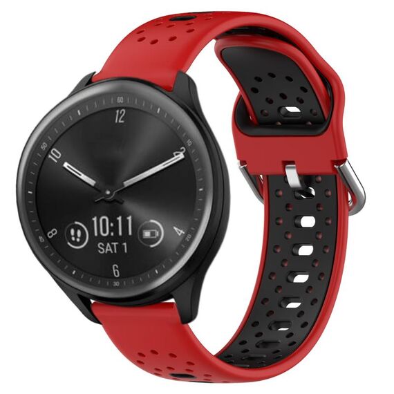 Per Garmin Vivomove Sport Cinturino in silicone bicolore traspirante da 20 mm (rosso + nero)