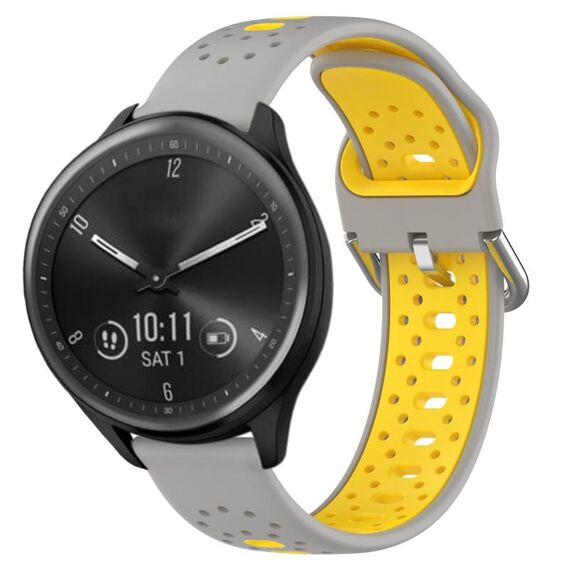Per Garmin Vivomove Sport Cinturino in silicone bicolore traspirante da 20 mm (grigio + giallo)