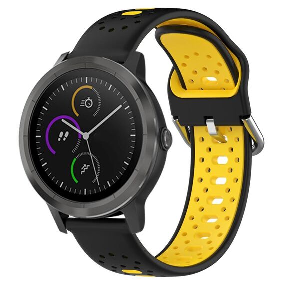 Per Garmin Vivoactive3 Cinturino in silicone bicolore traspirante da 20 mm (nero + giallo)