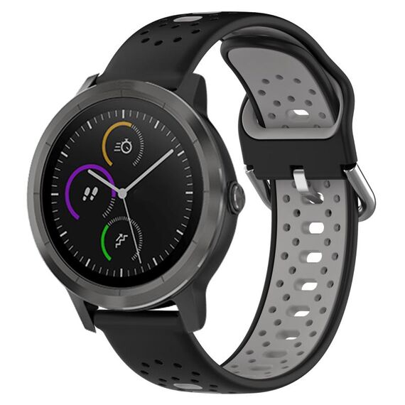 Per Garmin Vivoactive3 Cinturino in silicone bicolore traspirante da 20 mm (nero + grigio)