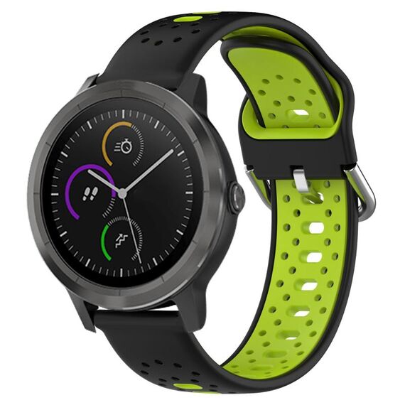 Per Garmin Vivoactive3 Cinturino in silicone bicolore traspirante da 20 mm (nero + verde lime)