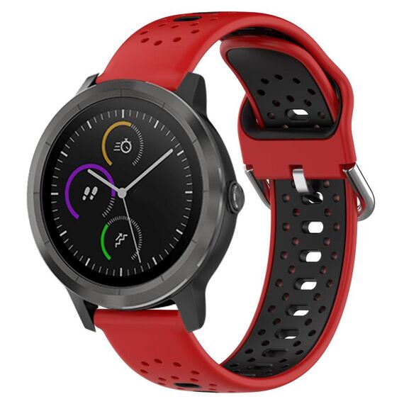Per Garmin Vivoactive3 Cinturino in silicone bicolore traspirante da 20 mm (rosso + nero)