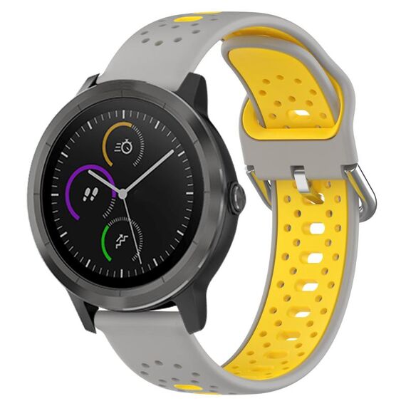 Per Garmin Vivoactive3 Cinturino in silicone bicolore traspirante da 20 mm (grigio + giallo)