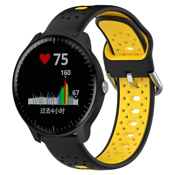 Per Garmin Vivoactive3 Music Cinturino in silicone bicolore traspirante da 20 mm (nero + giallo)