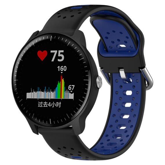 Per Garmin Vivoactive3 Music Cinturino in silicone bicolore traspirante da 20 mm (nero + blu)