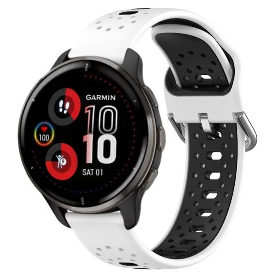 Per Garmin Venu 2 Plus Cinturino in silicone bicolore traspirante da 20 mm (bianco + nero)