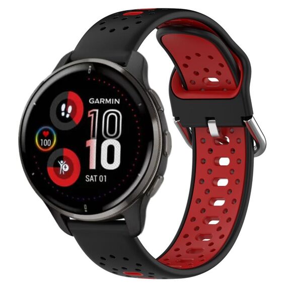 Per Garmin Venu 2 Plus cinturino in silicone bicolore traspirante da 20 mm (nero + rosso)
