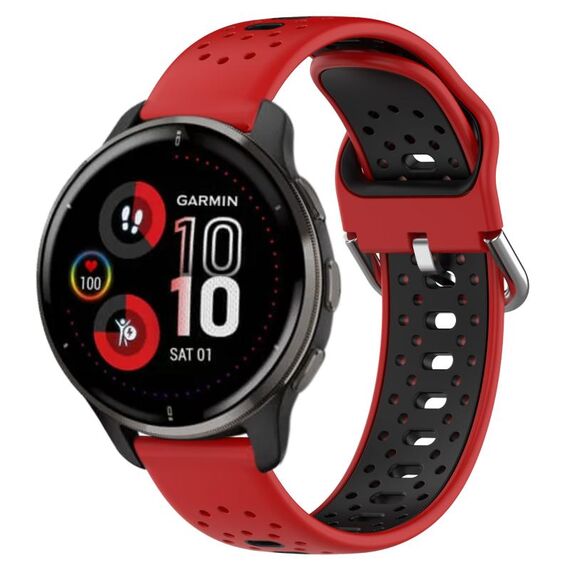 Per Garmin Venu 2 Plus Cinturino in silicone bicolore traspirante da 20 mm (rosso + nero)