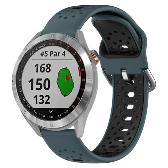 Per Garmin Approach S40 Cinturino in silicone bicolore traspirante da 20 mm (verde oliva + nero)